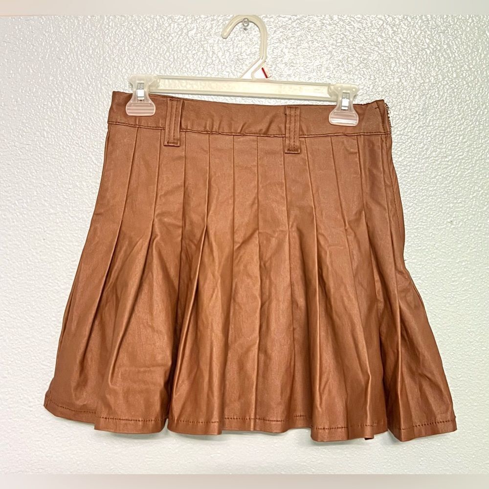 Akira Brown Pleated Mini Skirt